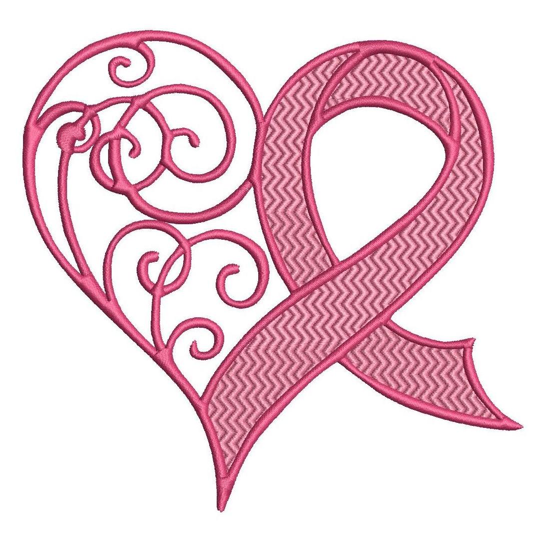 Breast Cancer Awareness Heart Embroidery Design Instant Download for 4x4 5x7 and 6x10 at Sewing ...