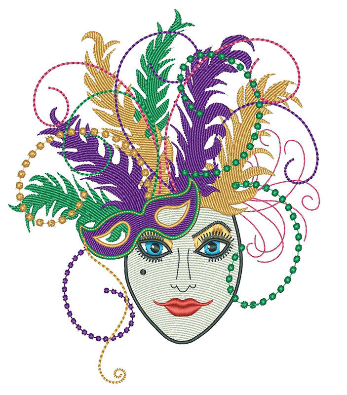 Download Mardi Gras Lady Embroidery Design - Sewing Divine ...