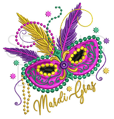 Mardi Gras Feather Mask Embroidery Design - Sewing Divine