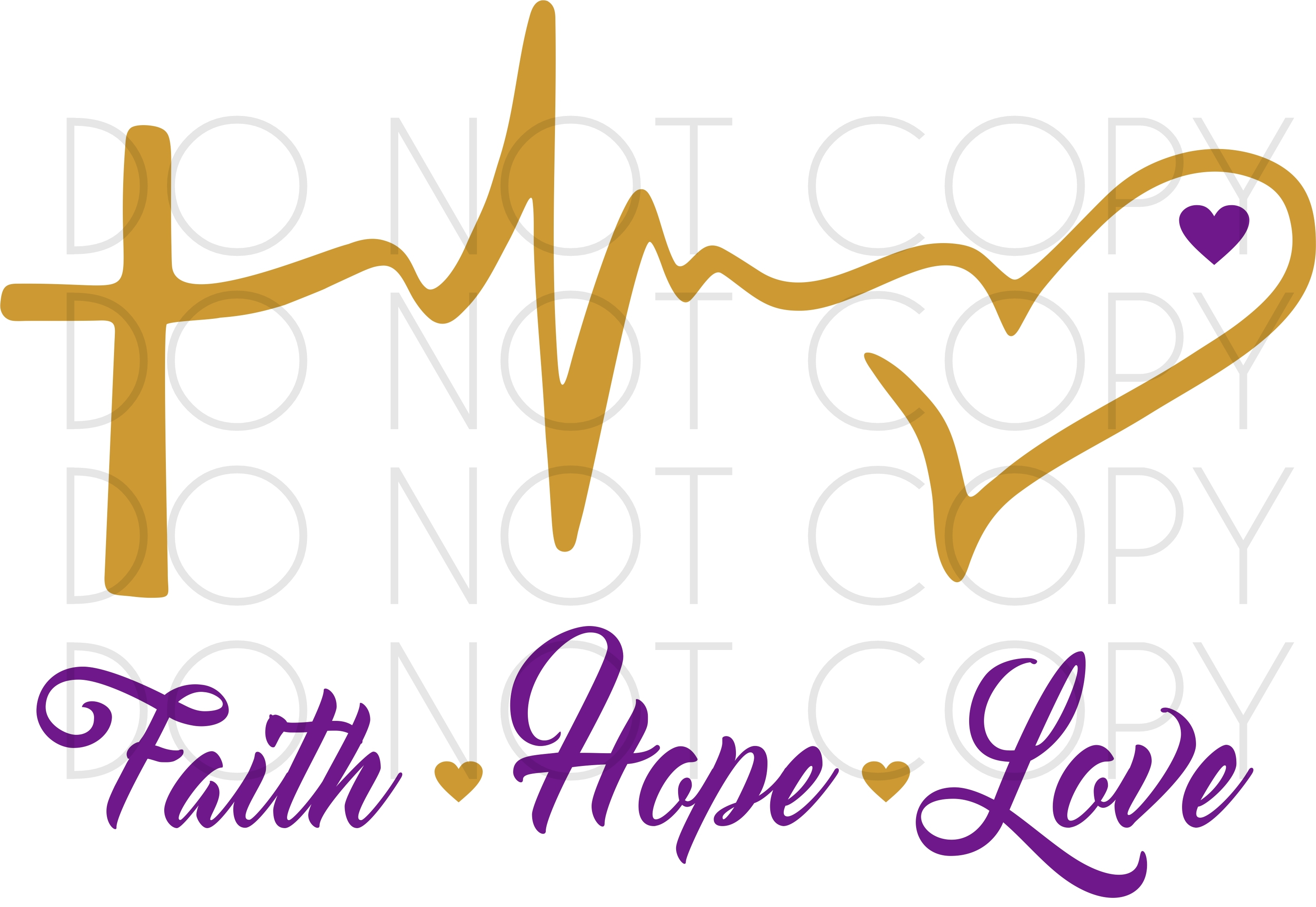 Faith Hope Love Heartbeat SVG Cut and Print Design for ...