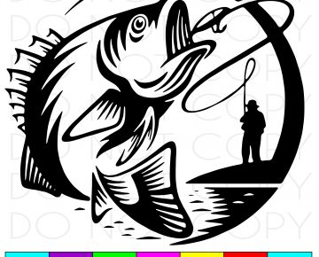 Download Fisherman Catching Fish Svg Cut Print Pattern Instant Digital Download
