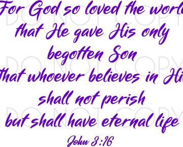 John 3:16 Scripture SVG Cut Vector Clipart for Cricut, Silhouette, printers