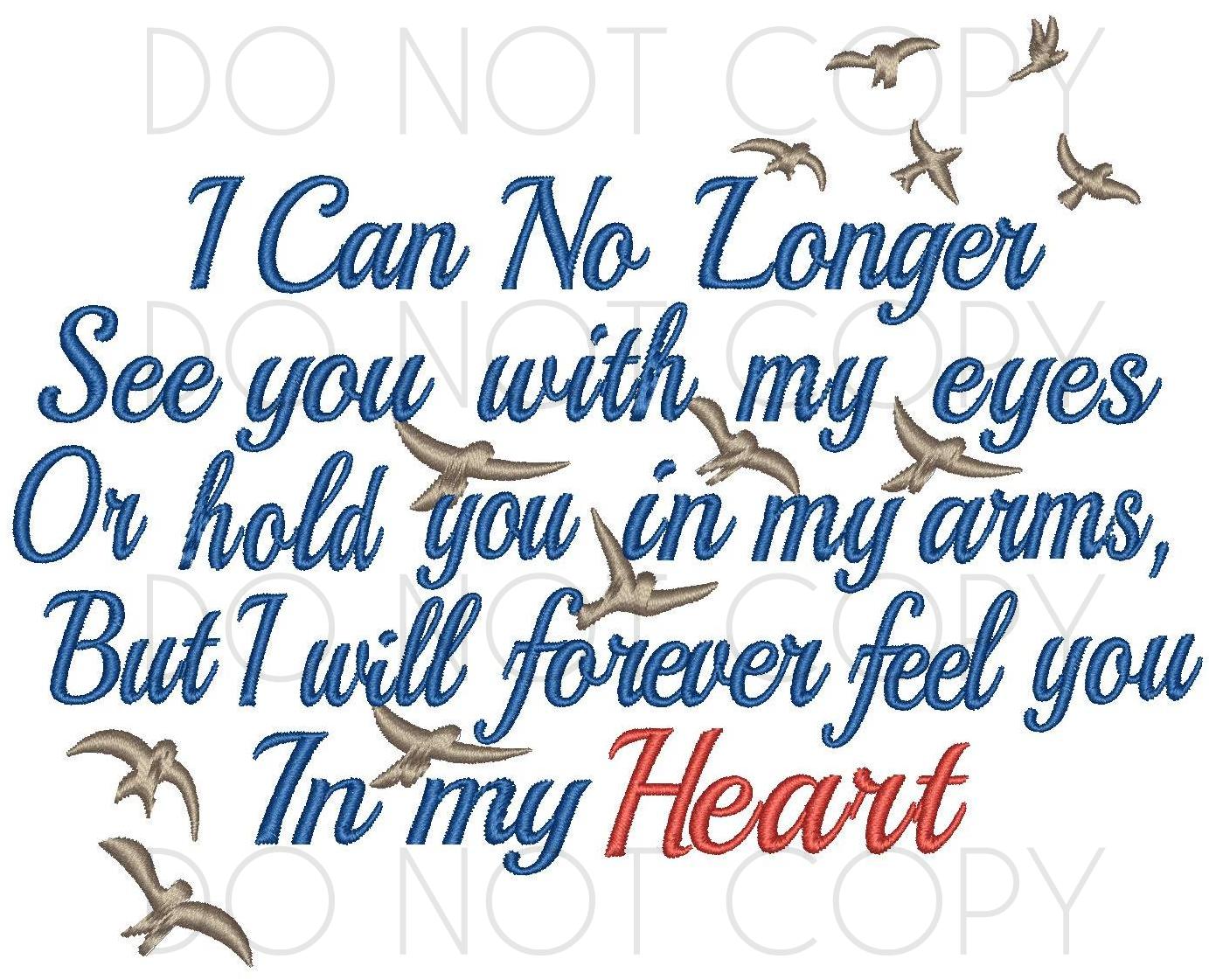 No longer see you sympathy embroidery machine embroidery pattern