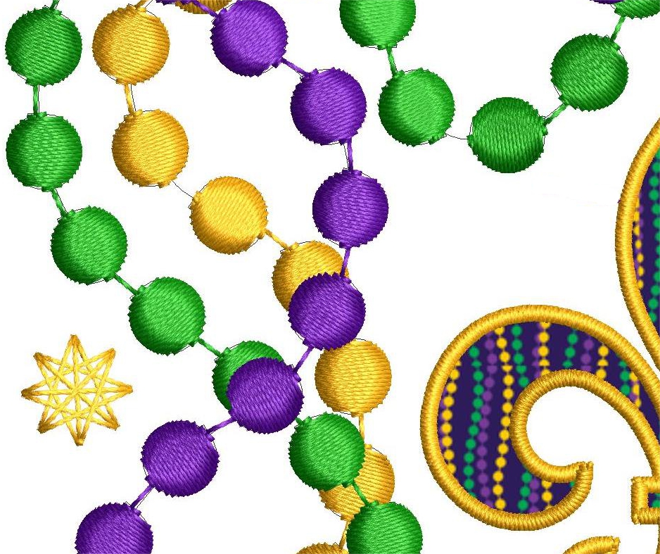 Mardi Gras Beads Applique Embroidery Pattern Sewing Divine